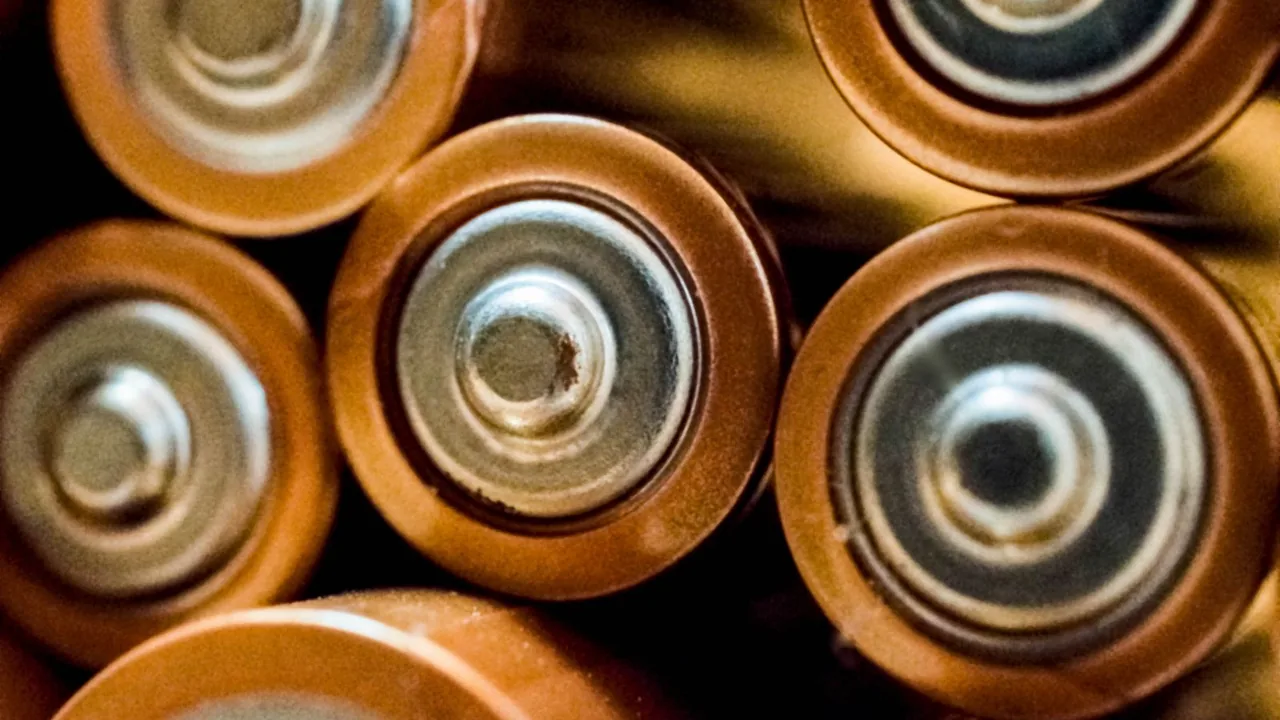Close-up of cylindrical battery cells